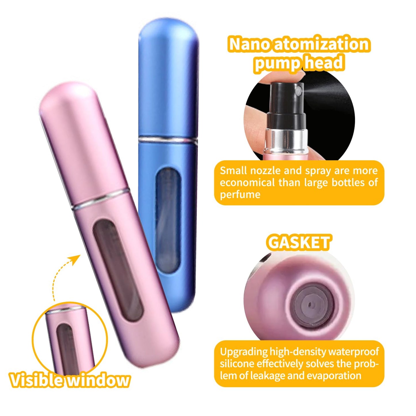 ZenithFast Perfume travel refillable,6Pcs 5ml Mini perfume bottle,Portable perfume bottles refillable for Women Men Small Mister Spray Bottle, for Travel and Outgoing