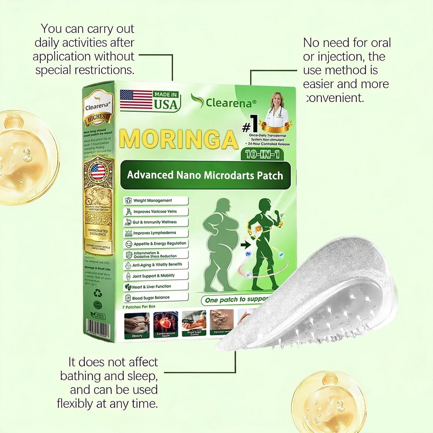 Clearena Moringa Patch - Advanced 10-in-1 Nano Microdarts for All Skin Types | 3 Pack