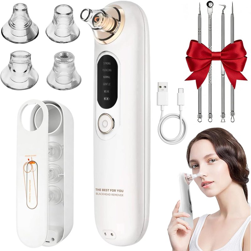 Blackhead Remover Vacuum - 5-Speed Type-C Rechargeable Extractor with 4 Heads | Effective Face & Nose Tool for All Skin Types