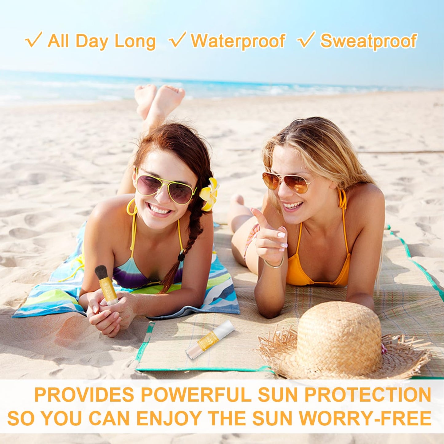 Mineral Sunscreen Setting Powder, SPF 35 Brush Sunscreen Powder for Face & Scalp, Long Lasting Lightweight Breathable, Oil Control Natural Matte Finish for All Skin Type (Medium)