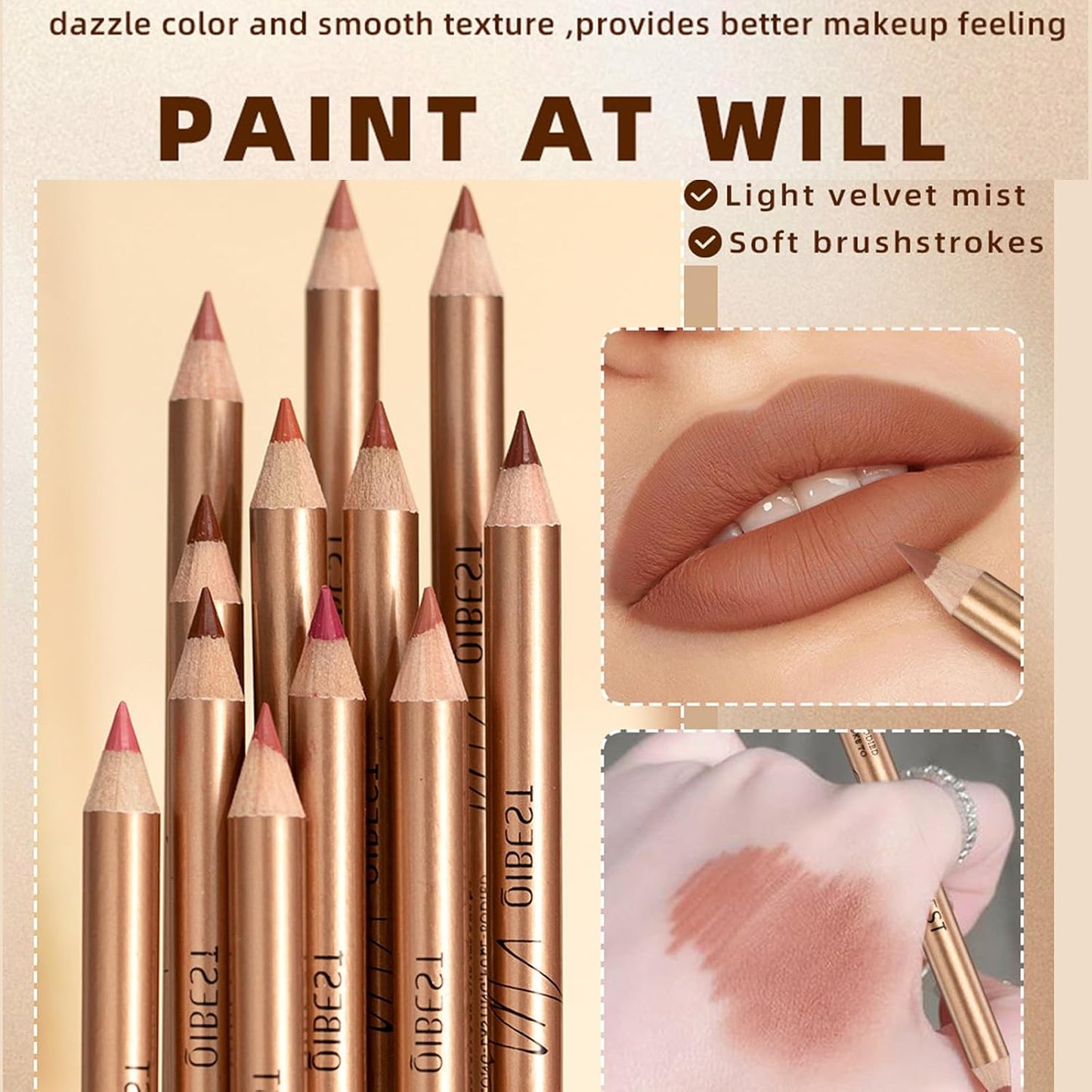 Matte Lip Liner Set - 12PCS Waterproof, High Pigmented Creamy Pencils | Long Lasting, Non-Fading for Women