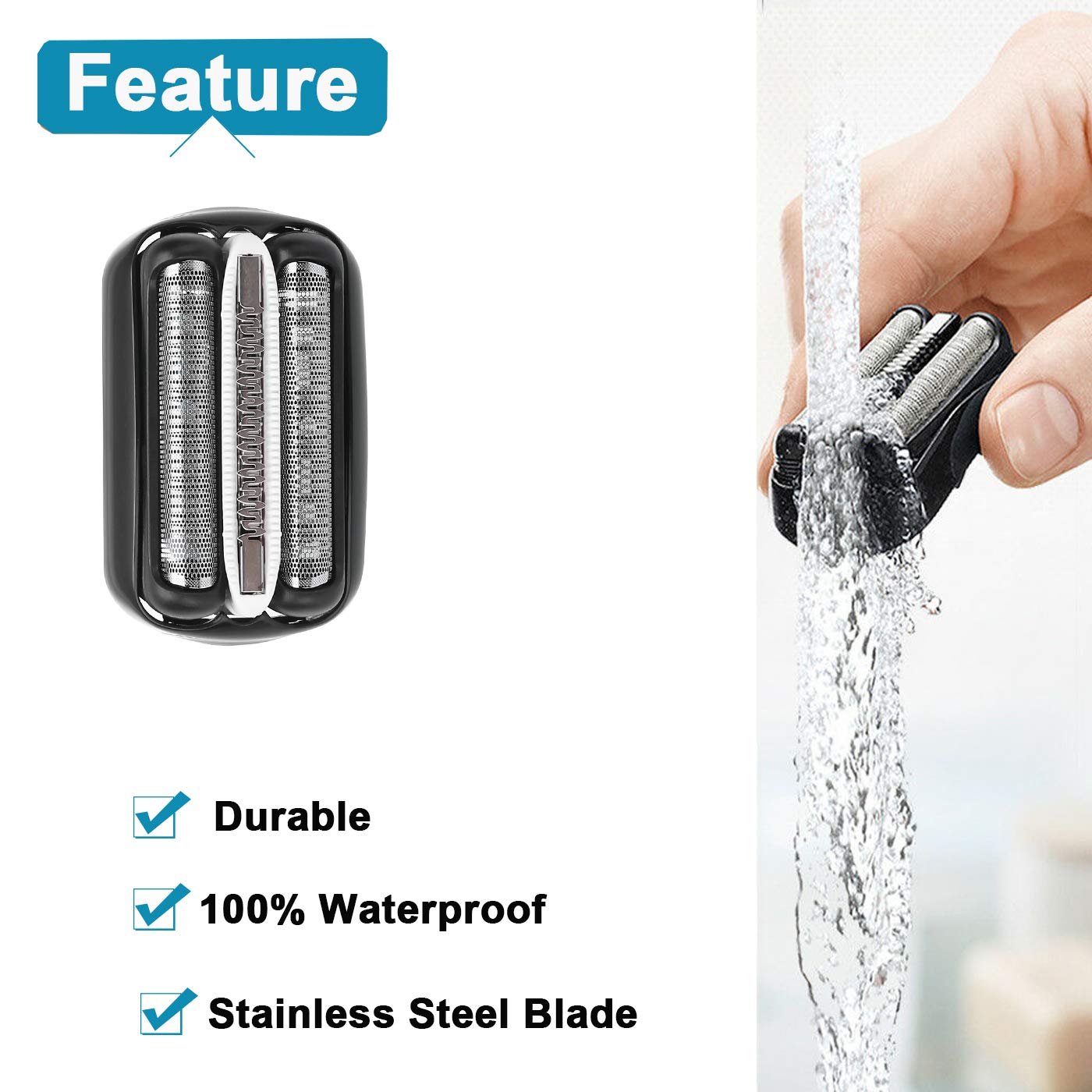32B Shaver Foil Replacement and Cutter for Compatible with Braun Series 3, Shaver Razor Blade Cassette Head Compatible with Braun 320 330 340 350CC 370cc-4 390cc-4 Models
