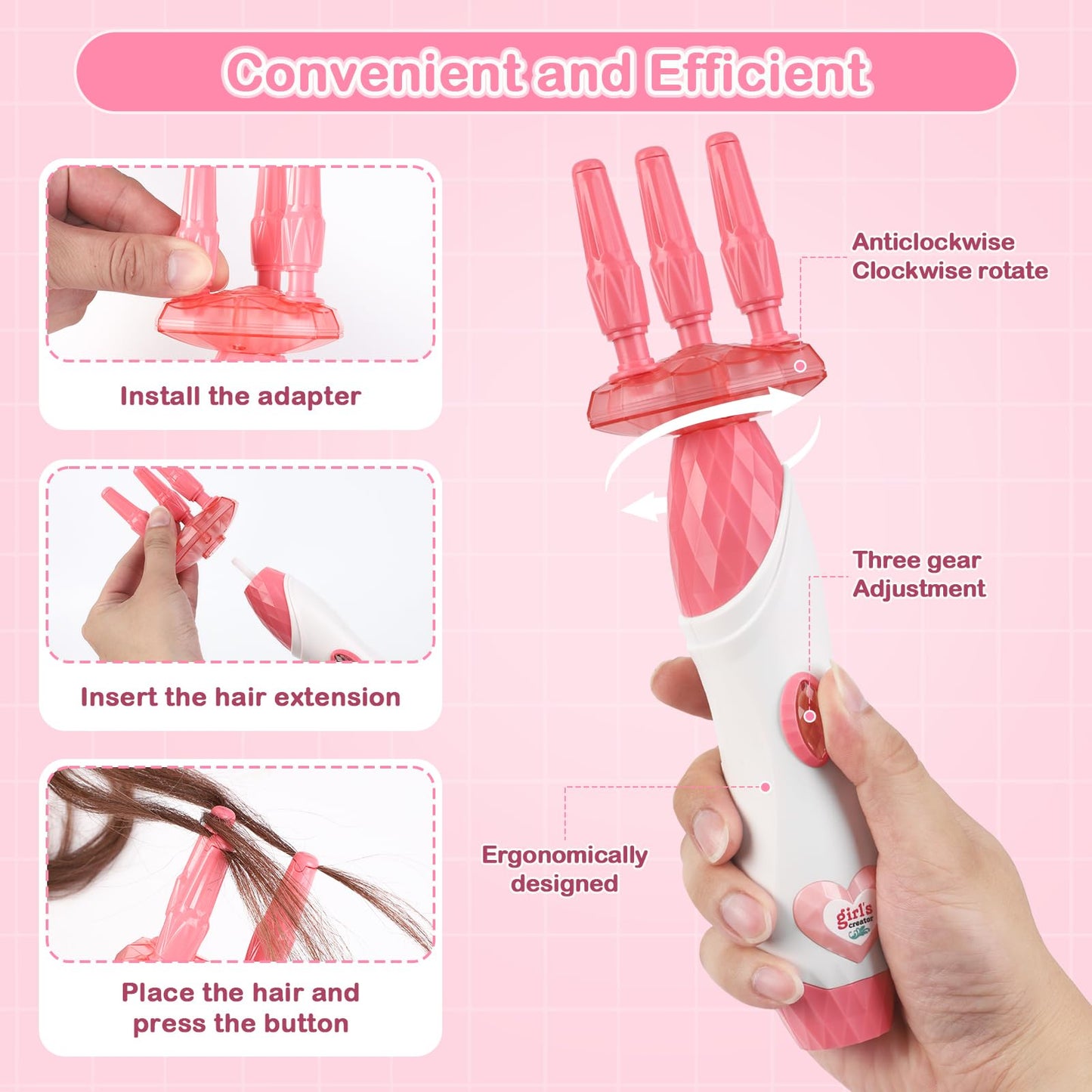 DIY Hair Salon Toys for Girls, Automatic Hair Braiding Machine & Rope Braider with Accessories, Kids Hair Styling Tool for Girls 3 4 5-12 Years Old