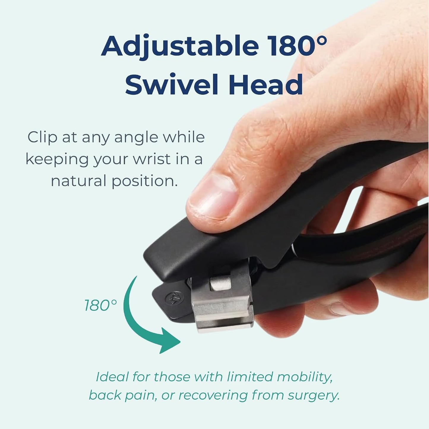 Heavy-Duty Toenail Clipper - Ergonomic 180° Swivel Head for Thick Nails | Ideal for Seniors & Arthritis Relief