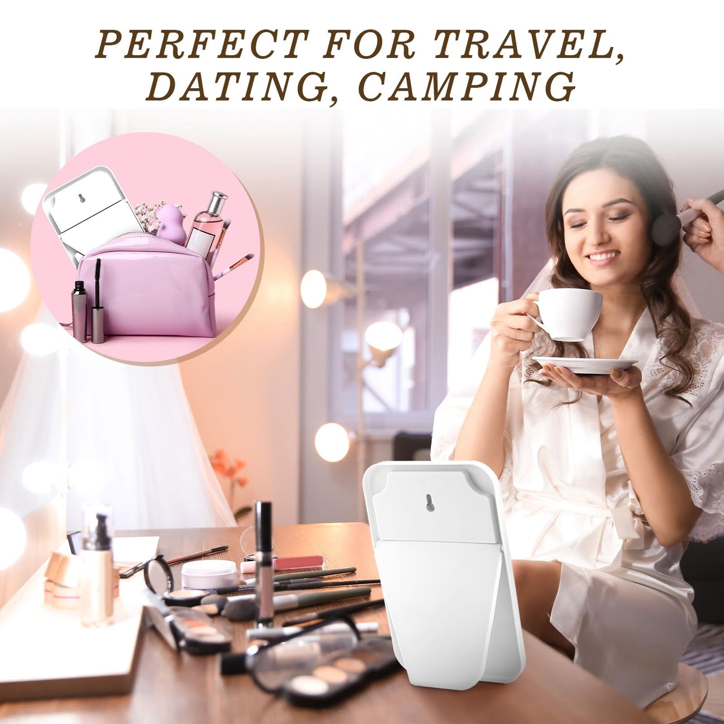 Cinnvoice 24 Pack Desktop Makeup Mirror Bulk 90° Adjustable Portable 8" Vanity Table Mirror with Stand, Folding Travel for Makeup Party Spa Party, Women, Cosmetics Personal Beauty (White)