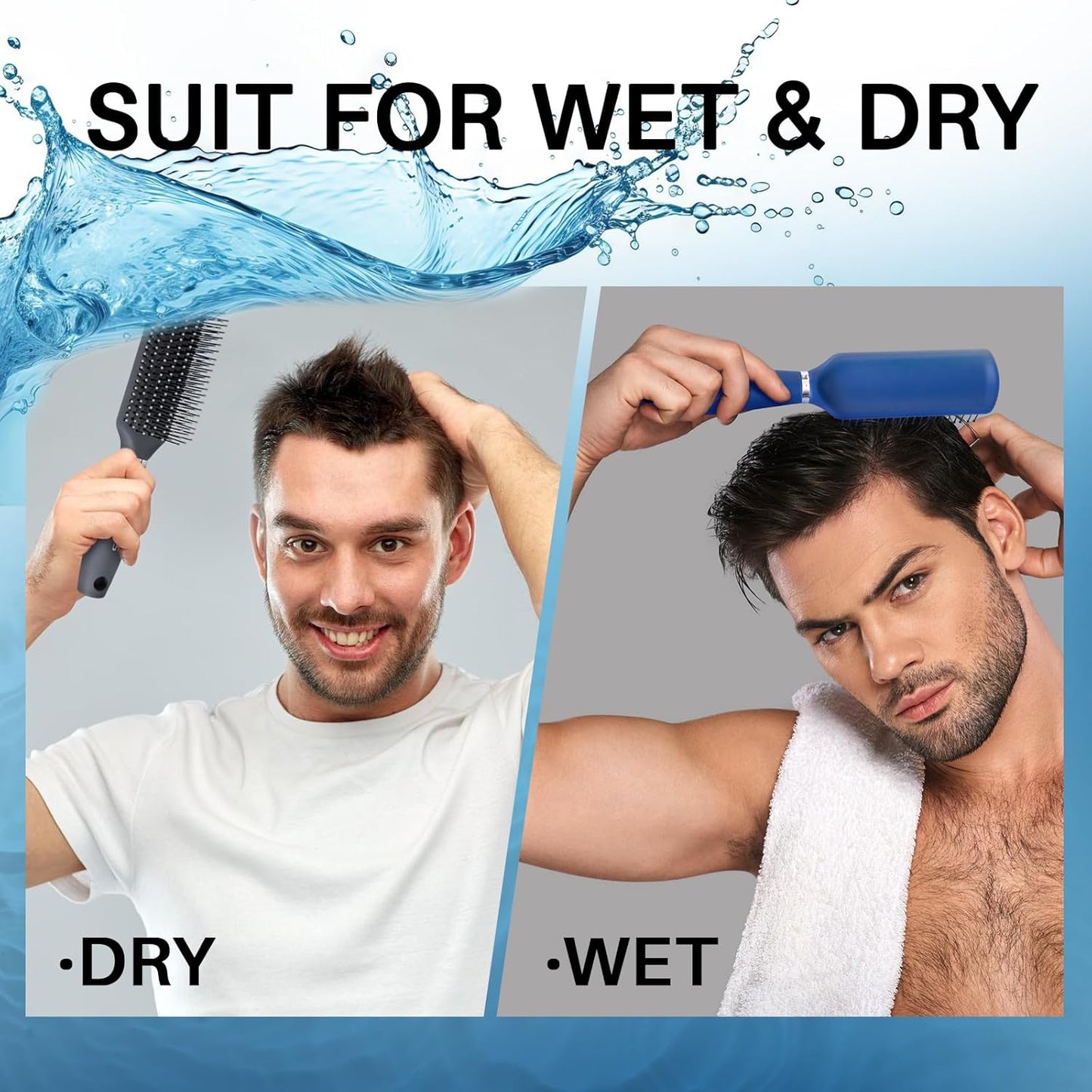 Hair Brush for Men - Detangler Styling Brush with Nylon Bristles | Gray, Ideal for Wet & Dry Hair