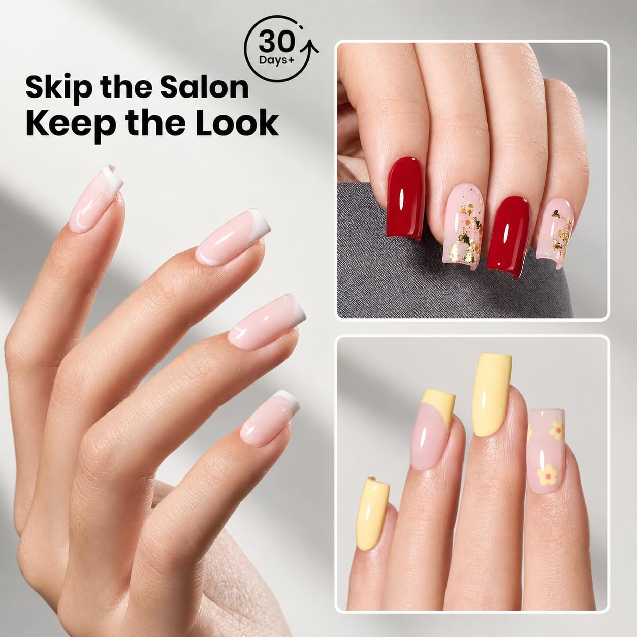 Beetles Tipex Lite Instant Apex Nail Tips, Short Square, No Builder Gel Needed, 16 Sizes 00-14 for DIY Salon-look Extensions