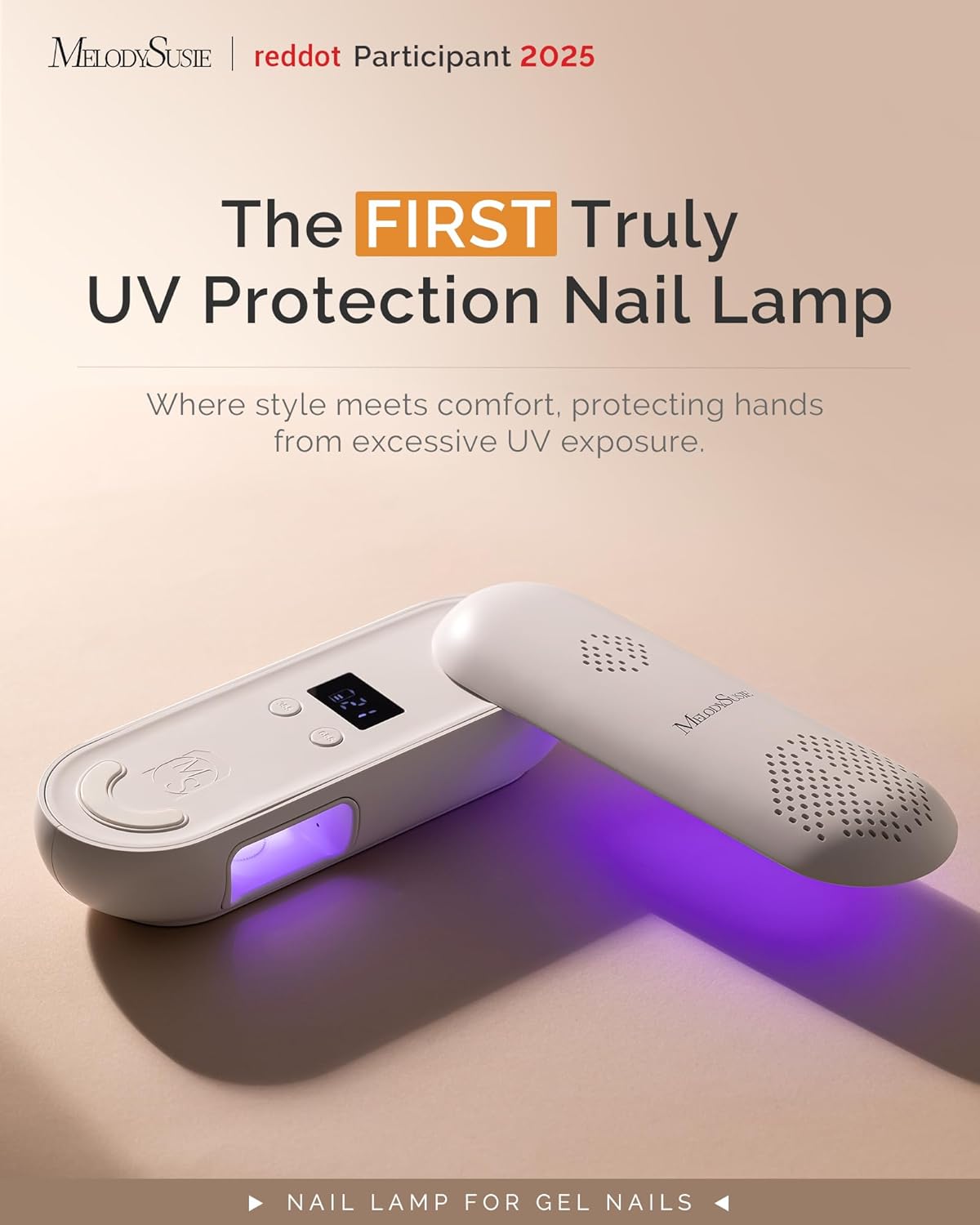MelodySusie Cordless UV Nail Lamp - Rechargeable, Rotatable Panel for All Gel Curing | Pink