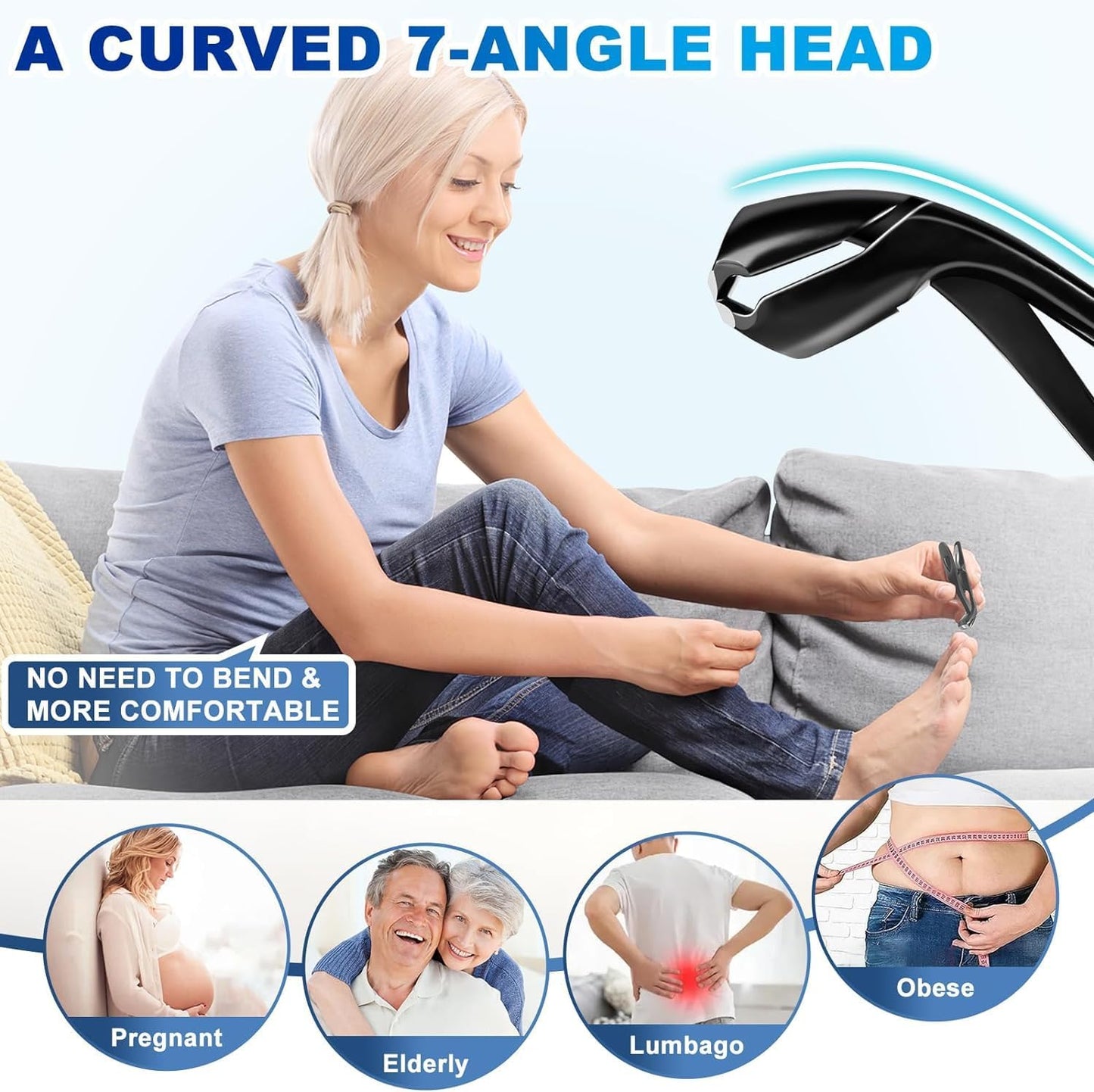 Toenail Clippers for Seniors - Angled Heavy Duty Nail Clipper for Thick Toenails | Wide Jaw Opening Design