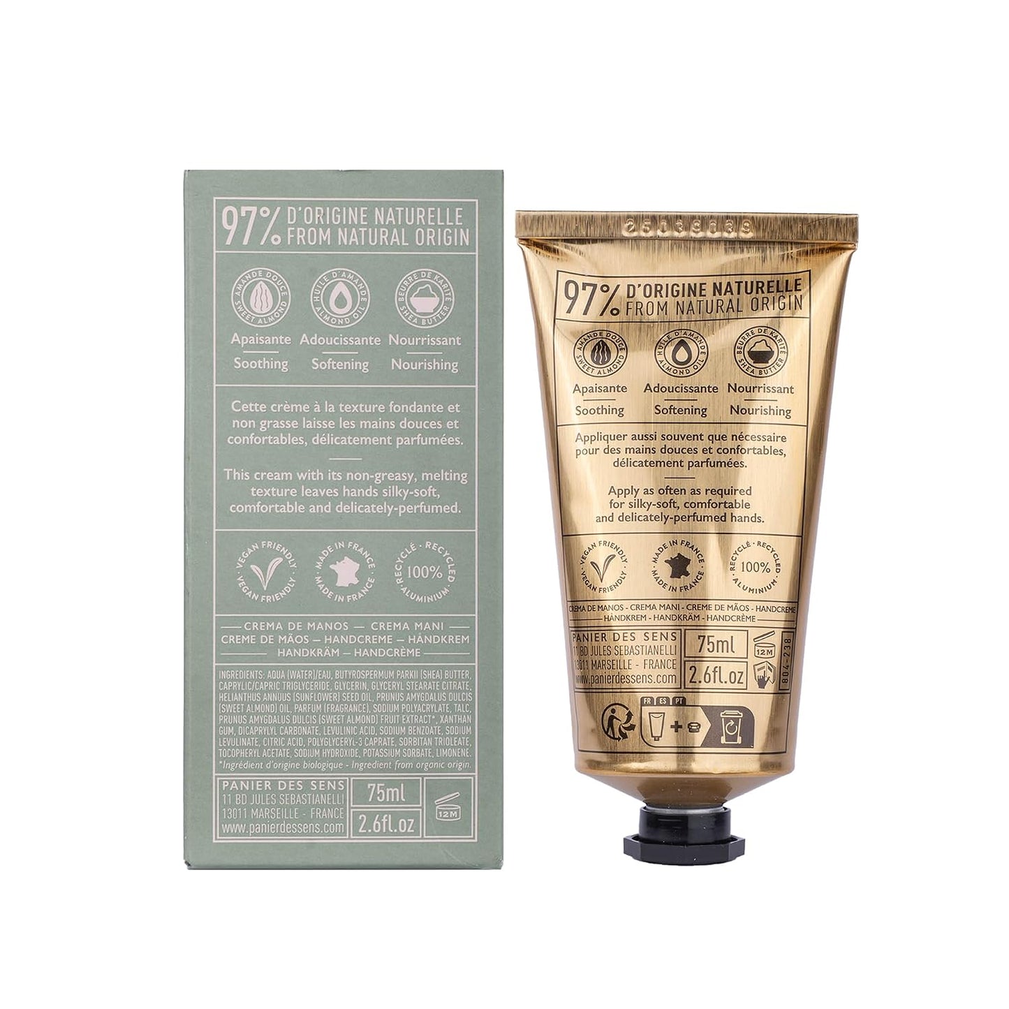 Sweet Almond Hand Cream - Moisturizing Lotion for Dry Skin | 97% Natural Ingredients, 2.5 Fl Oz