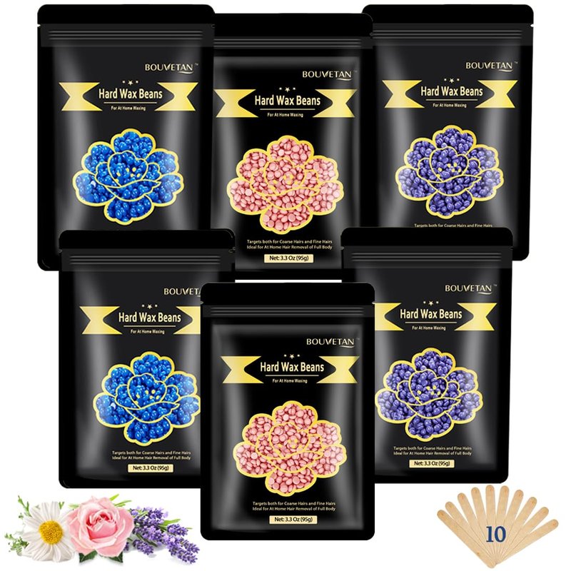 Wax Beads for Hair Removal – 6 Packs, 21oz Total – Smooth & Long-Lasting Hair Removal Hard Wax Beans for All Skin Types