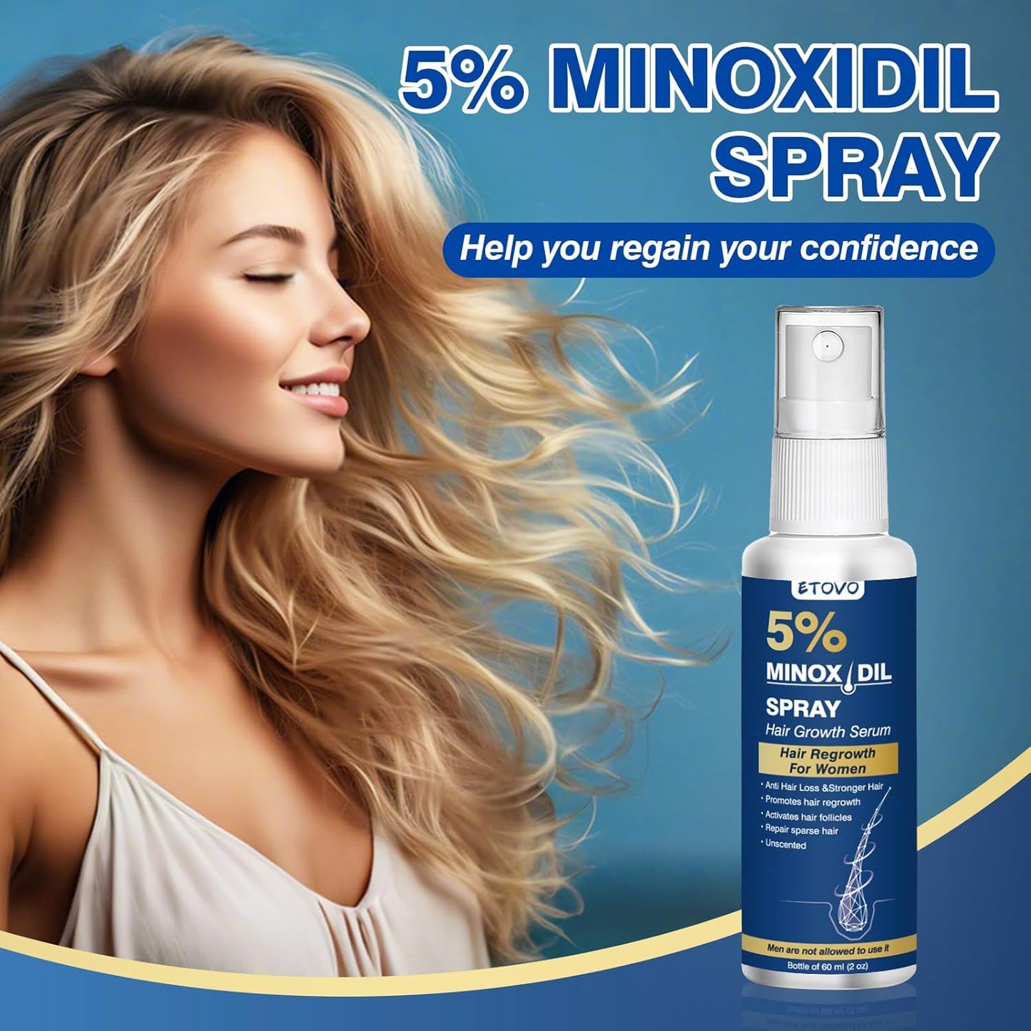5% Minoxidil Hair Growth Spray Serum for Women | Fast-Acting Formula