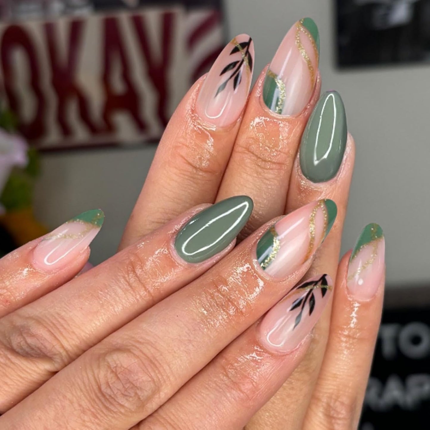 French Tip Press-On Nails - Medium Almond Shape with 3D Bow & Pearl Charms | 24 Pcs Spring Design