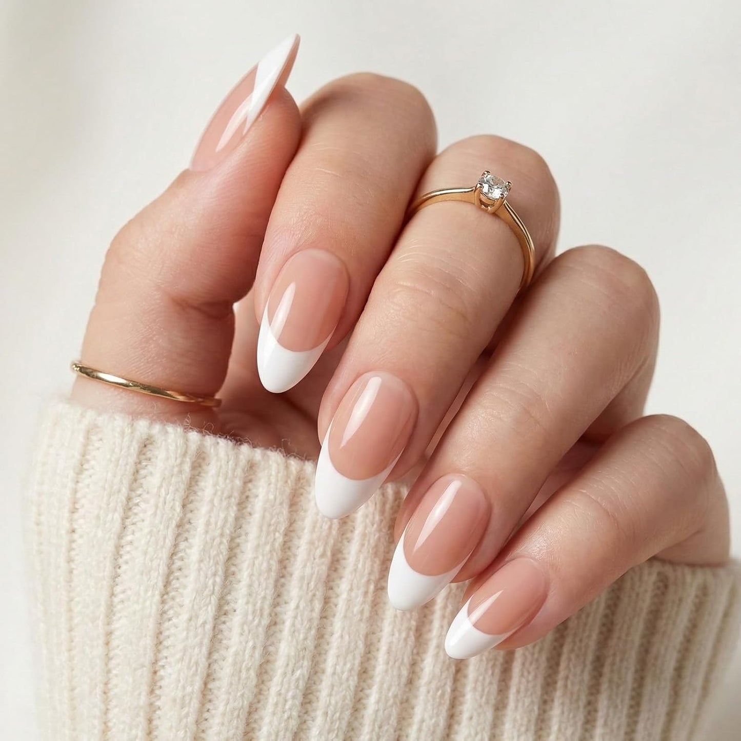Ombre Press On Nails - Short Square Soft Gel Nude Pink | 30 Pcs Reusable False Nails in 15 Sizes for Long-Lasting Wear