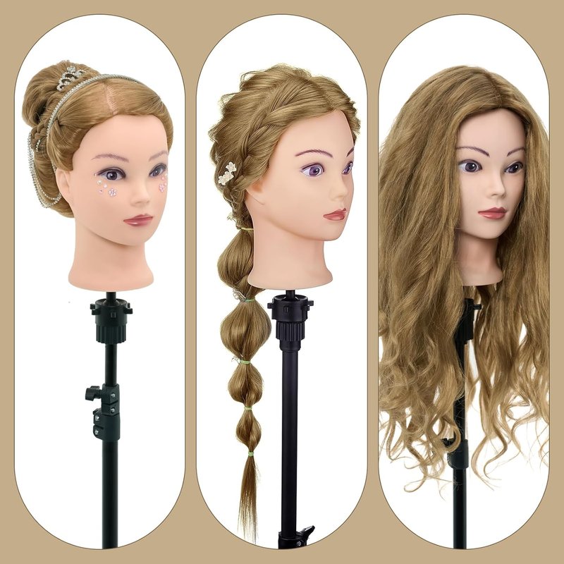 Human Hair Mannequin Head - 28" Cosmetology Training Doll for Hair Styling & Braiding Practice | 80% Real Hair