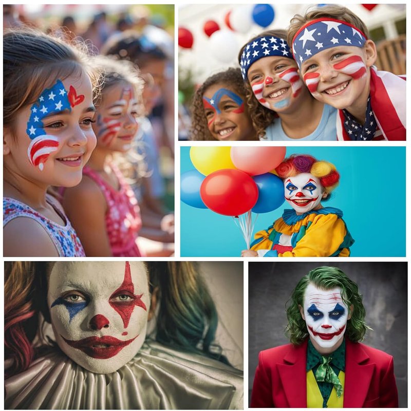 Patriotic Face Paint Kit - Red, White & Blue Body Paint for 4th of July | 1.01oz with Sponges for Sports & Halloween Costumes