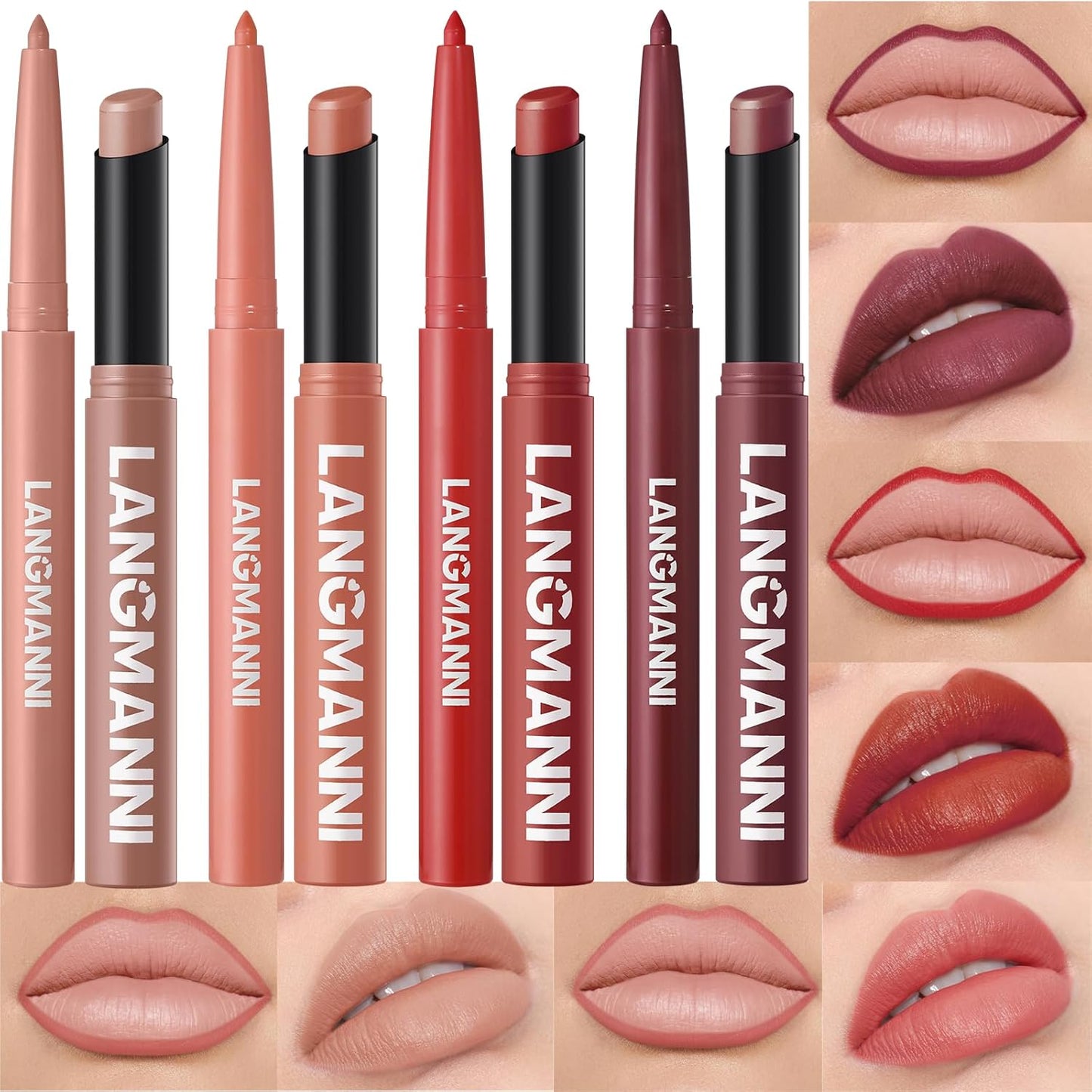 Matte Lip Liner & Liquid Lipstick Set - Velvety Nude Waterproof Long Wear | 8 Pcs High Pigment Makeup Gift Set