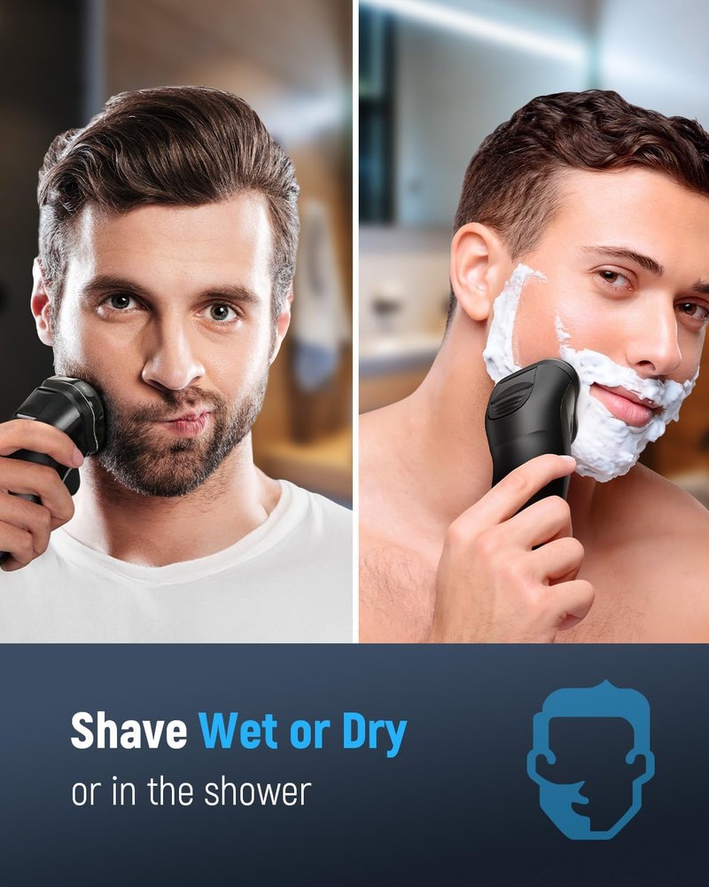 Electric Razor for Men - Cordless 4D Flex Blades, IPX6 Waterproof, USB Fast Charging | Sensitive Skin Care Gift for Father's Day