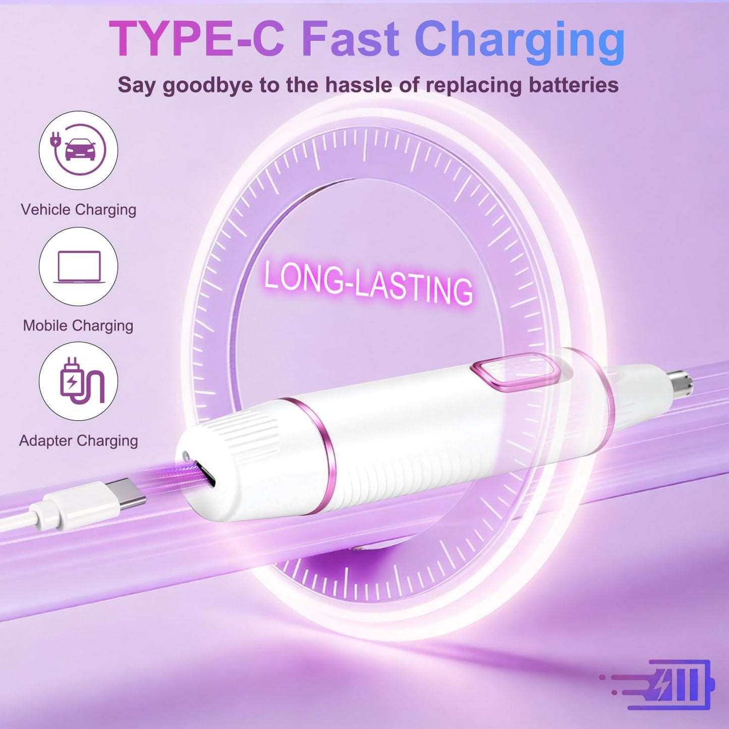 Nose Hair Trimmer for Women - USB Rechargeable 2-in-1 Painless Eyebrow & Facial Hair Remover | IPX7 Waterproof, Dual-Edge Blades