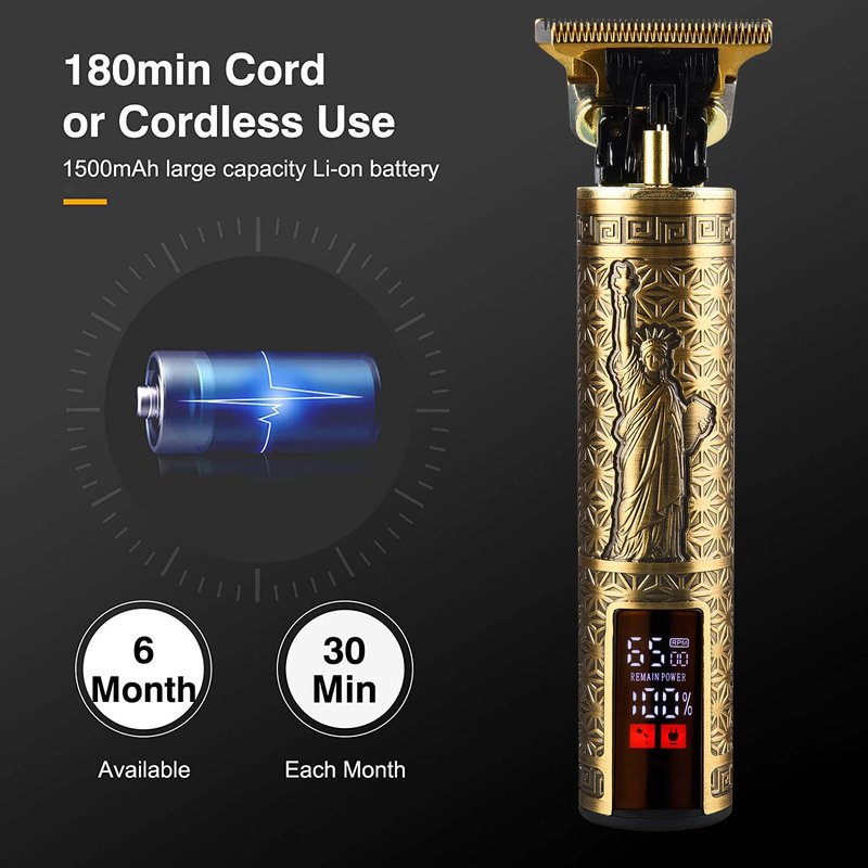 Professional Hair Clippers for Men Electric Haircut Kit Hair Trimmer Grooming Waterproof Rechargeable Close Cutting T Blade Trimmer USB Rechargeable Clippers for Hair Cutting