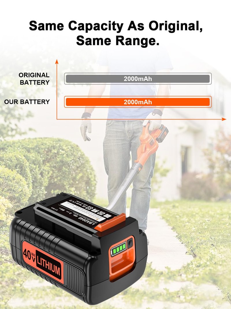 IEFUU 40 Volt MAX 2.0Ah Battery Compatible with Black and Decker 40V Lithium Battery Max LBX2040 LBXR2036 LBXR36 LBX1540 LST540 LST136W, Compatible with Black & Decker 40V Power+ Tool Batteries