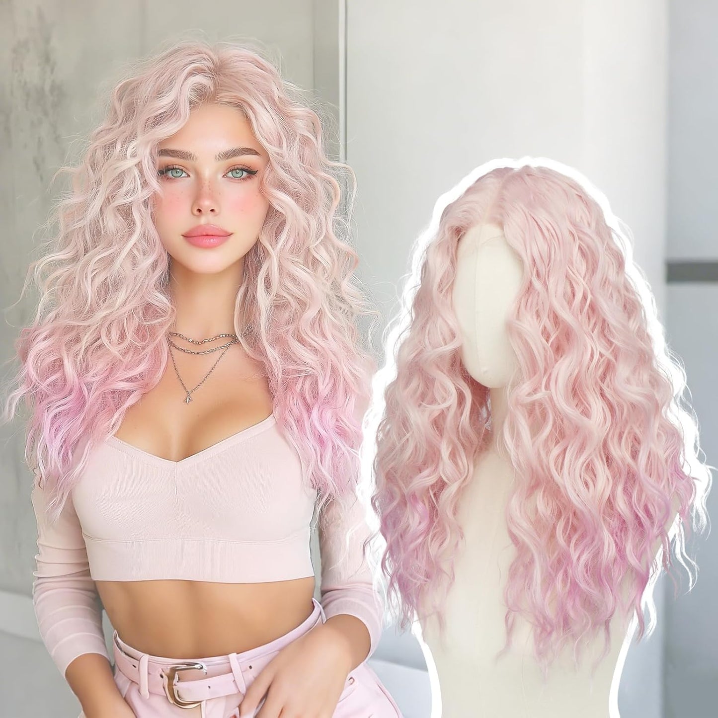 Brown Lace Front Wigs for Women - Natural Hairline, Long Wavy Curly, 21 Inch | Glueless & Beginner Friendly