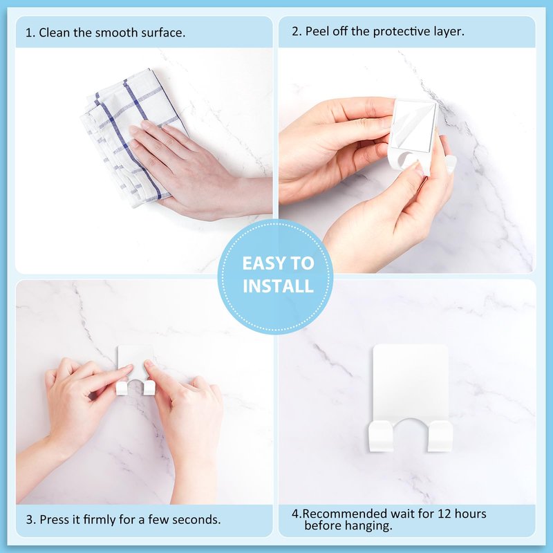 VIS'V Shower Wall Razor Holder, Metal Adhesive Razor Hooks for His and Hers, Waterproof, White, 2 Pcs