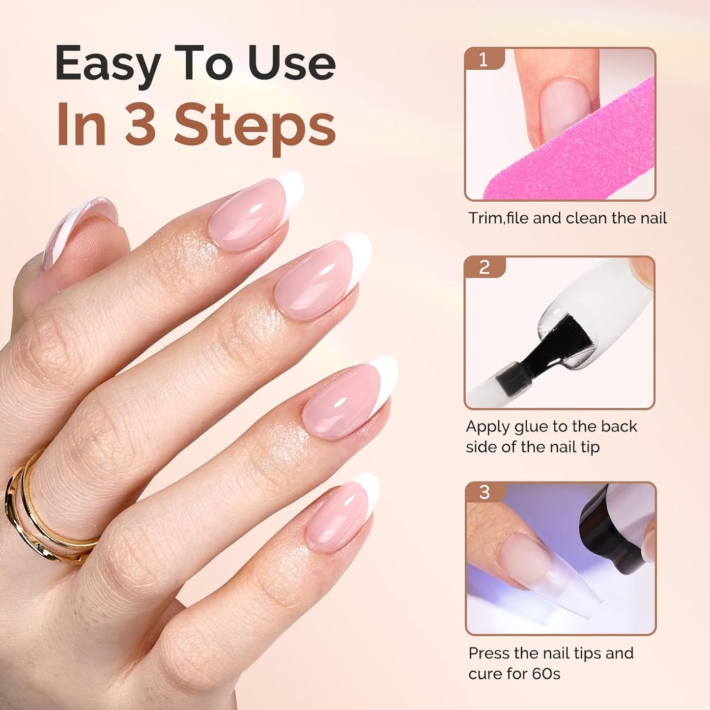 MelodySusie 9 in 1 No TPO Gel Nail Glue - Long Lasting Adhesive for False Nail Tips | 2x15ml Manicure Kit