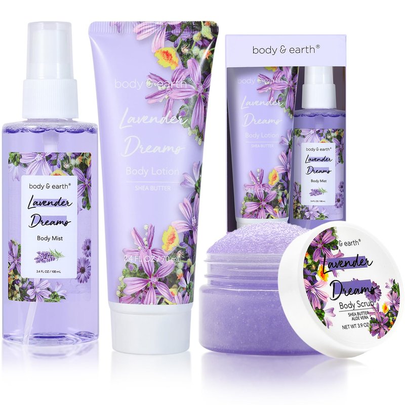 Lavender Dreams Body Mist Gift Set | Spa Gifts for Women - Perfume, Body Lotion & Scrub in Elegant Box - Ideal Birthday Gifts for Moms