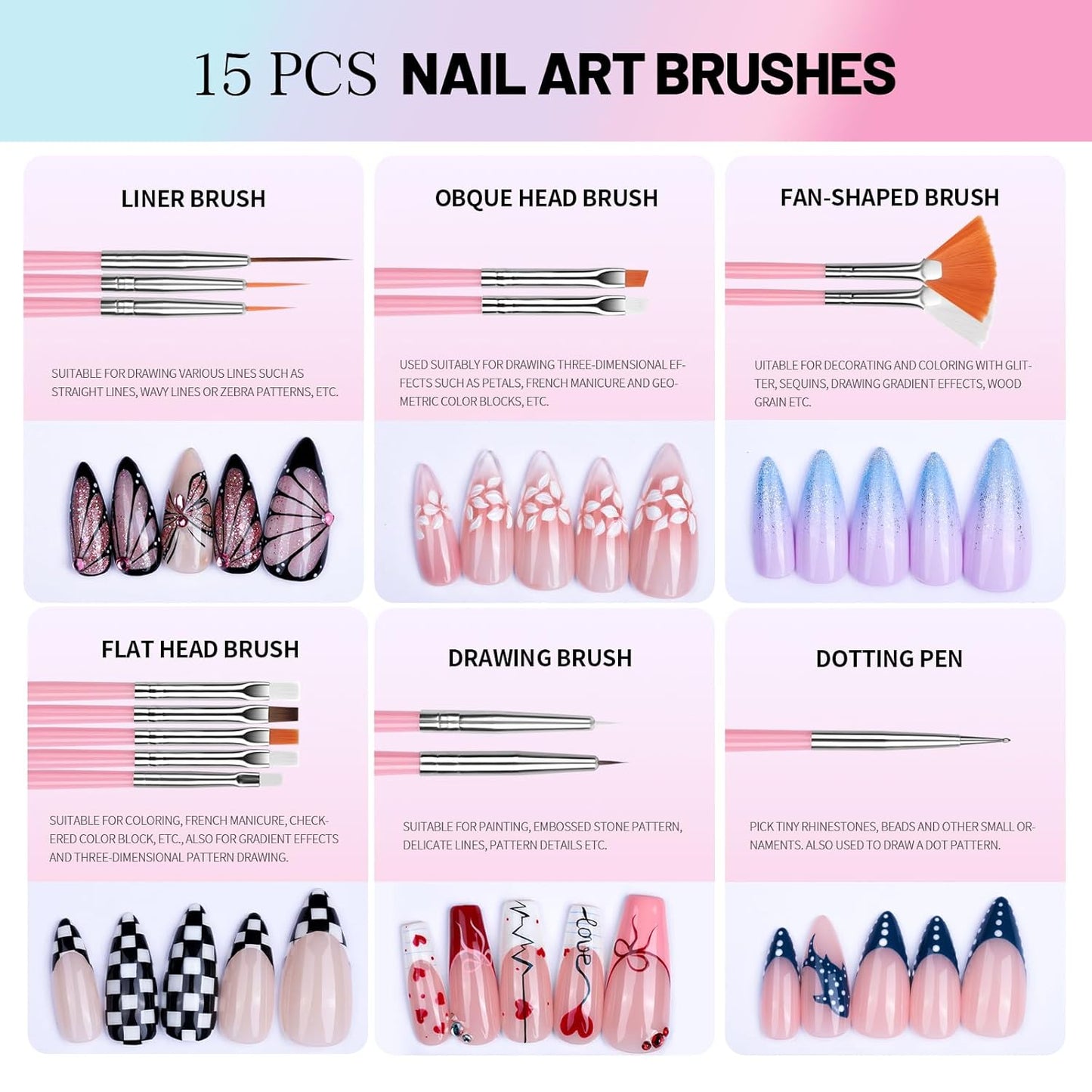 Nail Art Tools Set - Professional Brushes & Stand for Creative Nail Design | Includes Liner, Dotting Tool & Holder