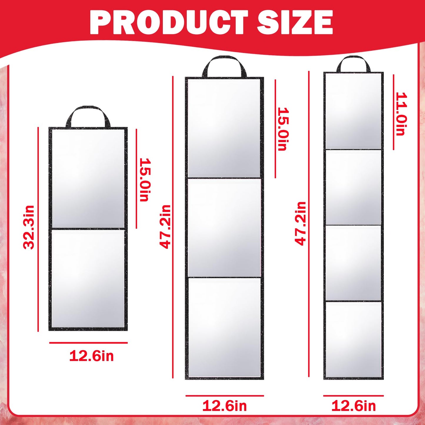 MEPIG Foldable Acrylic Full Length Mirror with Handle, Black, Tri-Fold