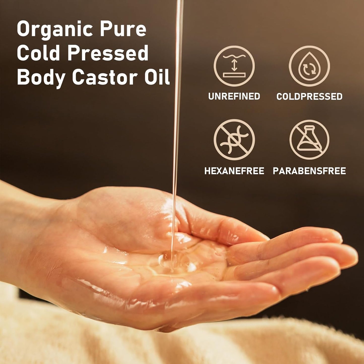 Organic Castor Oil Rose Quartz Roller - 100% Pure Hydrating Roll-On for Radiant Skin | 1.7oz