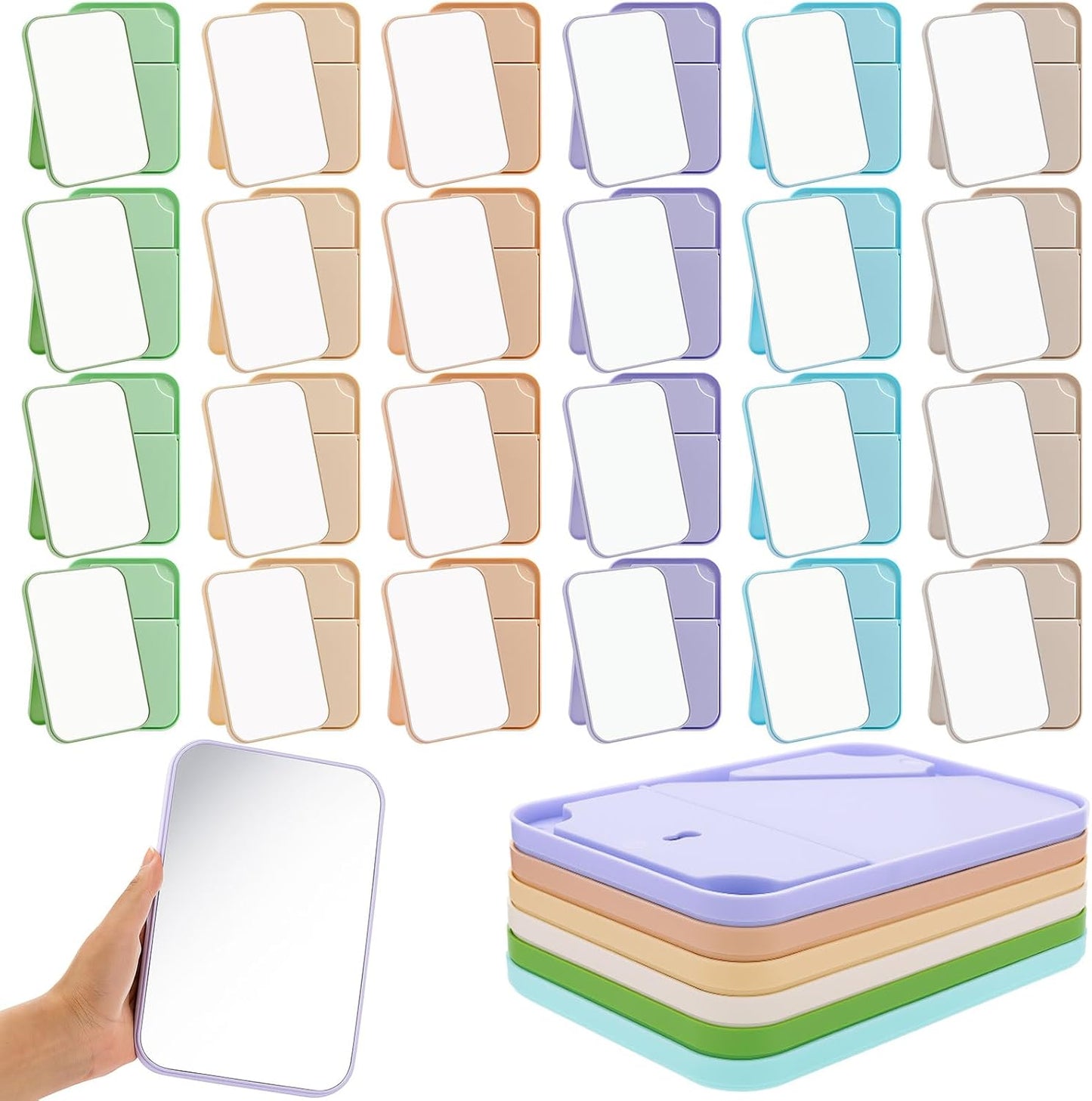 Cinnvoice 24 Pack Desktop Makeup Mirrors - 90° Adjustable Folding Vanity Mirrors | Portable for Travel & Spa (8")