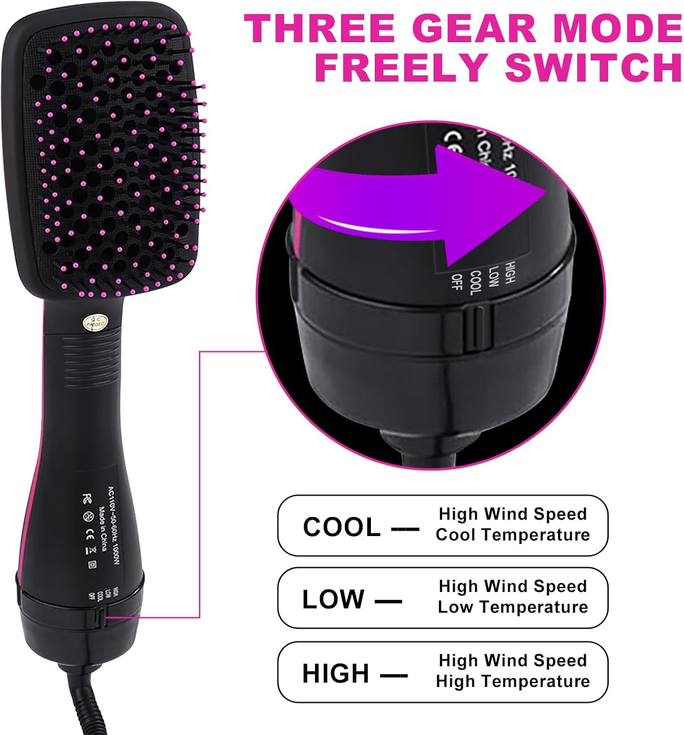 2 in 1 Hair Dryer & Styler - One Step Brush Straightener with Negative Ion Technology | Electric Hot Air Comb