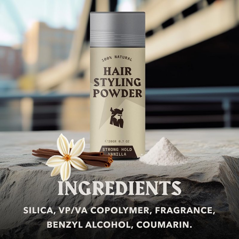 Striking Viking Hair Powder - 0.7 Oz, Vanilla Scent - Strong Hold Texture Powder for Men - Root Lift & Fullness Mens Volumizing Formula - Vanilla Scent Hair Dust