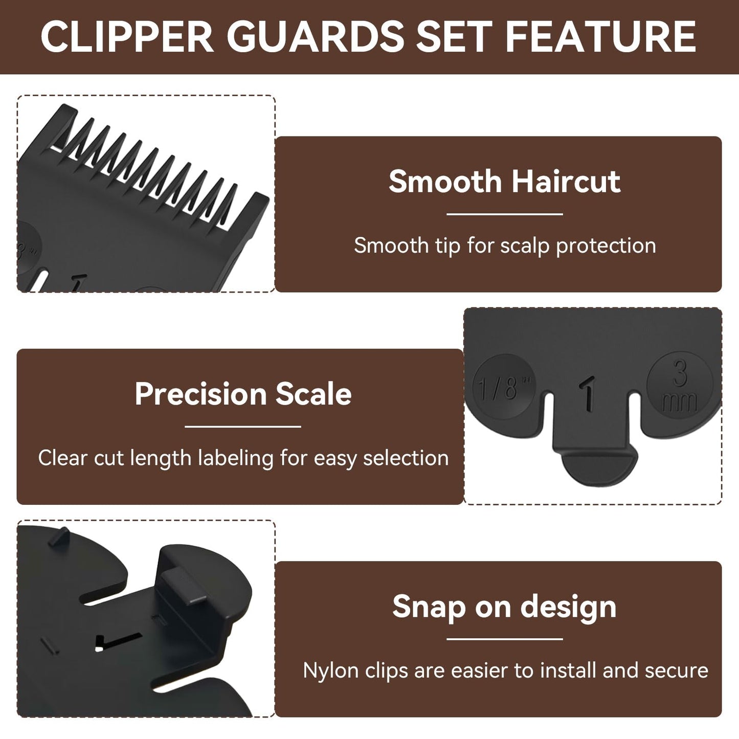Professional for Wahl Clipper Guards Cutting Guides Set, 10Pack Hair Clipper Guards Set Compatible with Most Wahl Clippers, Cutting Lengths from 1/16" to 1" (1.5mm to 25mm)