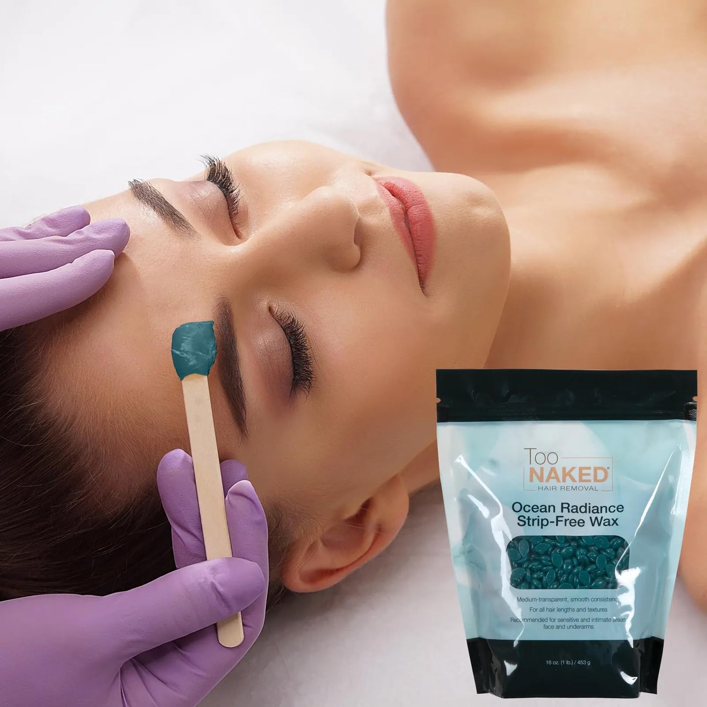 TOO NAKED HAIR REMOVAL Azulene Strip-Free Wax, Medium Transparency, Salon Wax, 28.8 oz