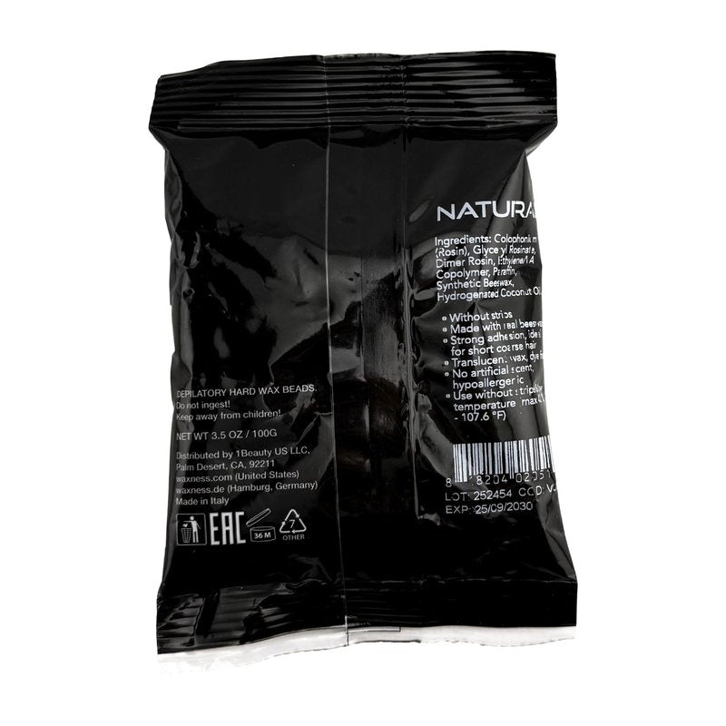 Waxness Film Hard Wax Beads Natural 3.5 oz (100 g) – Stripless Hard Wax Sample Size – Made in Italy
