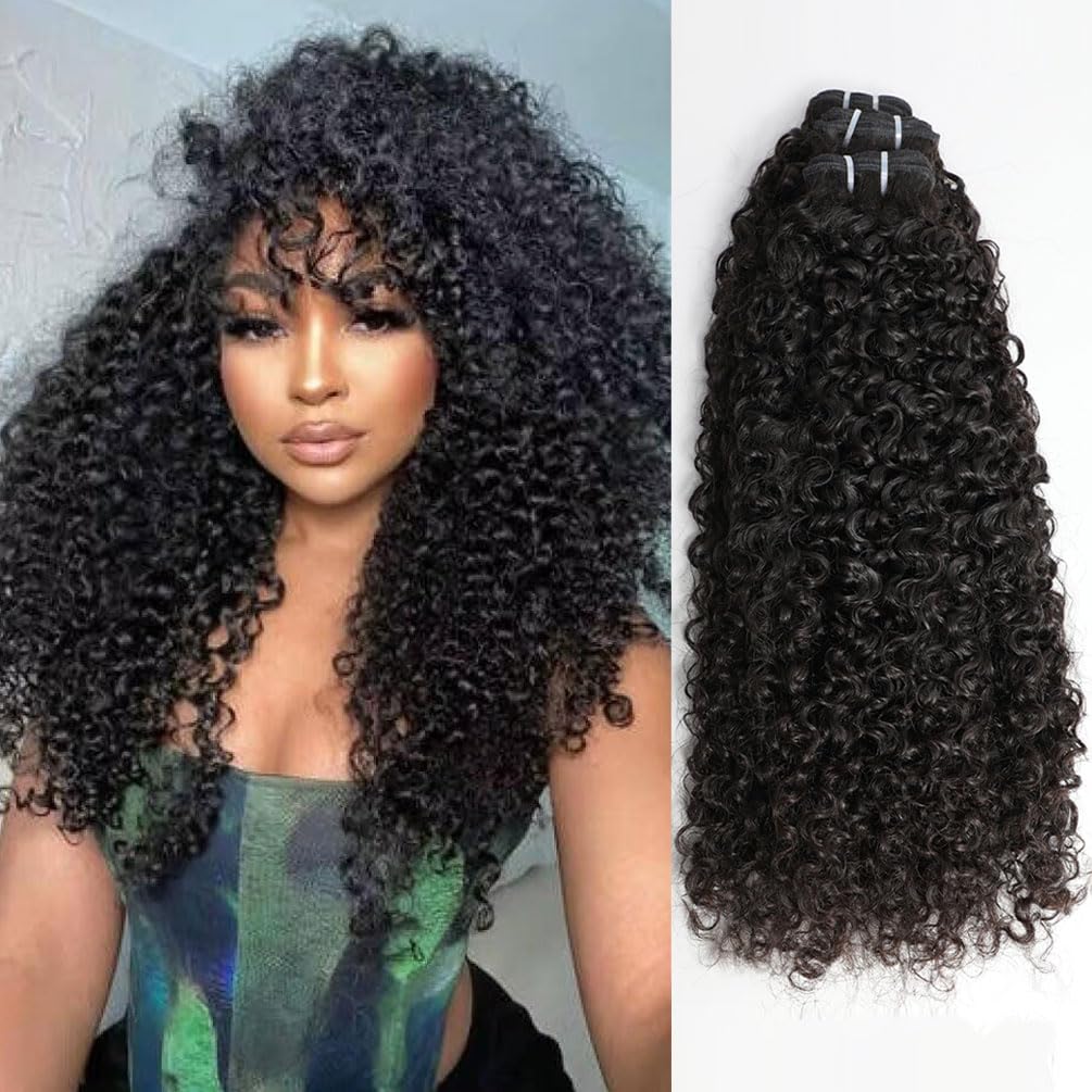 VIPbeauty Burmese Curly Bundles Human Hair Unprocessed Virgin Hair Bundles Deals Human Hair Extensions 16A Raw Burmese Curly Human Hair 3C4A Bundles for Black Women Natural Black 20 22 24 Inch