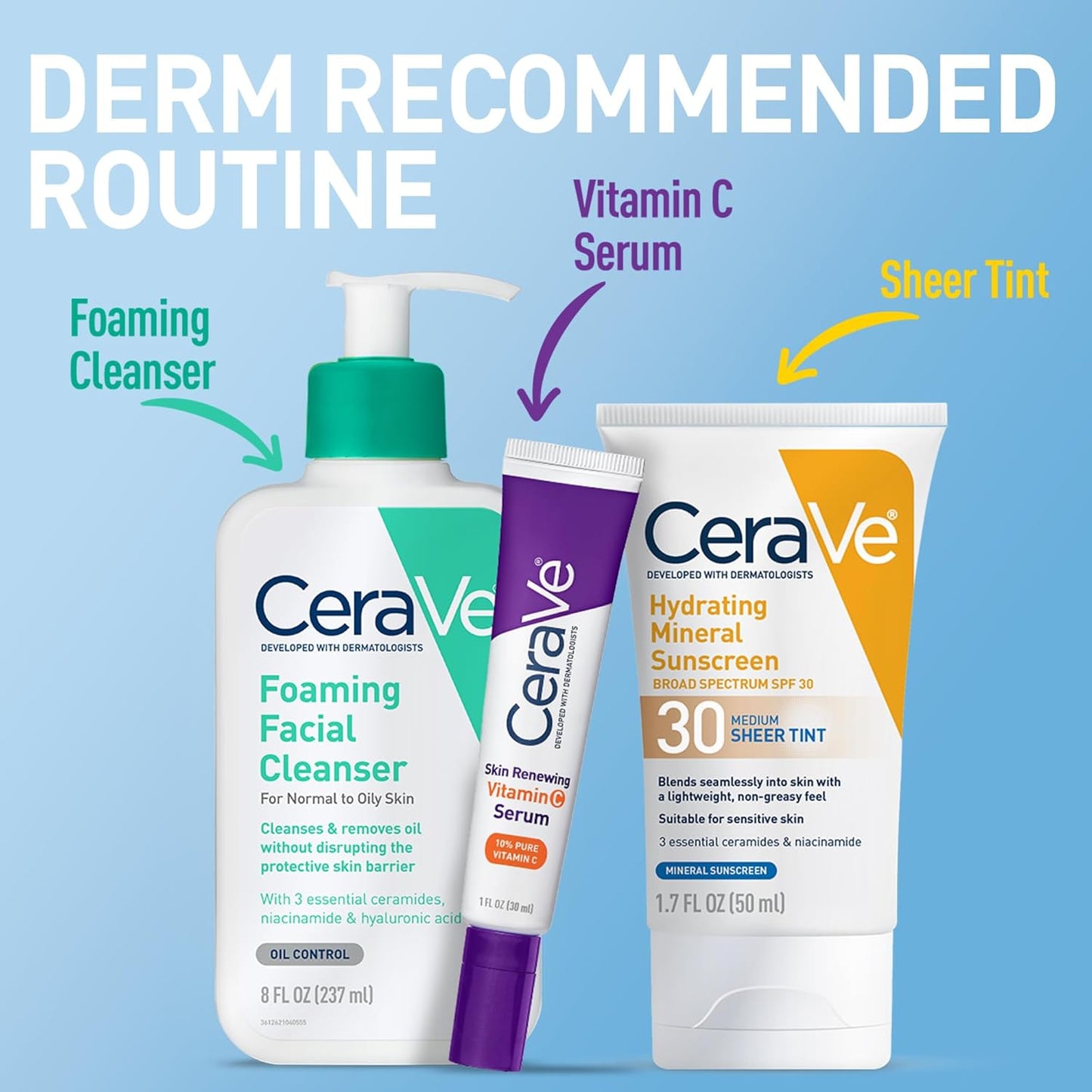 CeraVe Hydrating Mineral Sunscreen SPF 30 - Tinted Zinc Oxide Formula for a Healthy Glow | 1.7 Oz