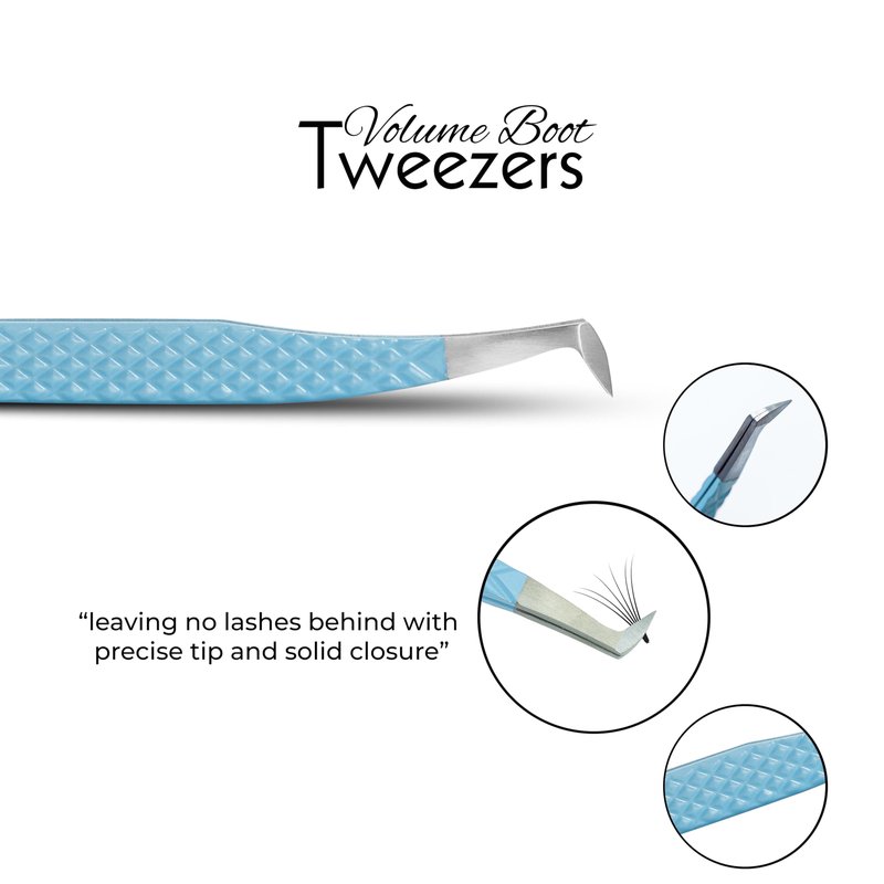 SIVOTE Lash Tweezers for Eyelash Extensions Fiber Tips, Set of 3, Volume, Volume Boot, 90 Degree Tweezers, Blue Yellow Orange
