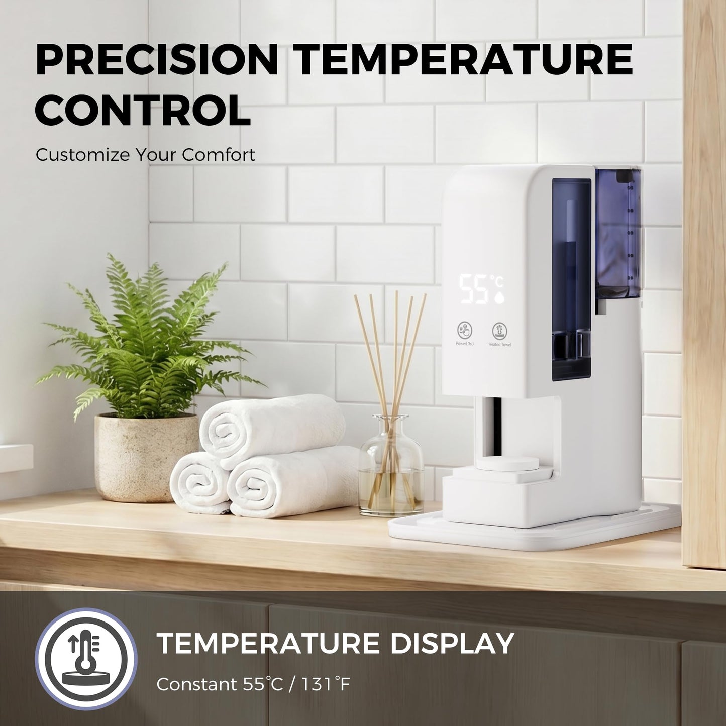 Hot Towel Dispenser, Hot Towel Warmer Heated Face Towel Machine（Spa Hot Towel Warmers + 40PCS Towels), 55°C Constant Temperature, Auto Heating & Dispensing, 12Hours Standby, Voice Alerts