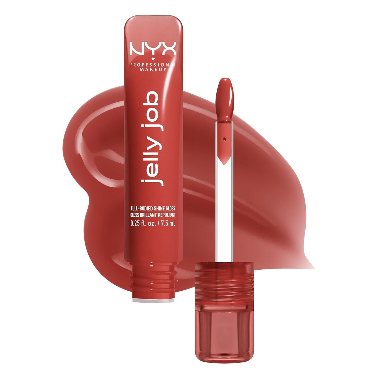 NYX Jelly Job Lip Gloss - Full-Bodied, Smoothing Lip Tint with Hyper-Glossy Shine | Toast N' Jelly (Pale Nude)