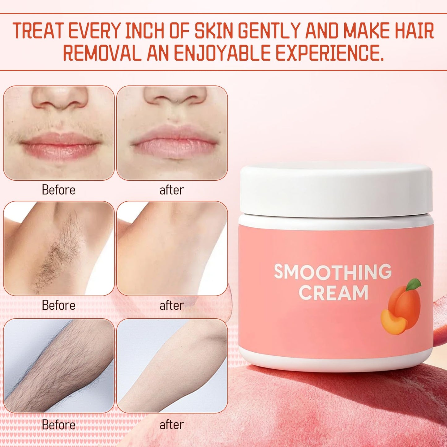 Facial Hair Removal Cream, Professional Depilatory Care Cream, Upper Lip & Chin Hair Remover for Sensitive Skin, Smooth Skin Treatment for Women & Men