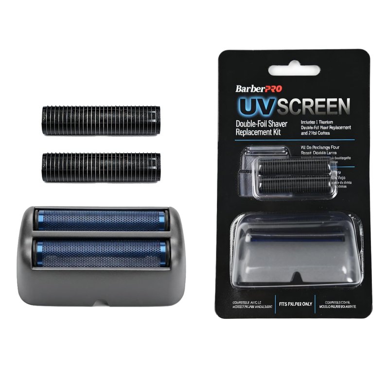 Replacement Foil and Cutter for BaBylissPRO UV Double Foil Shavers - Hypoallergenic Extra-close Shaver Replacement Head,for use with UV Foil Shavers ONLY (Gray（FXLRF2）)