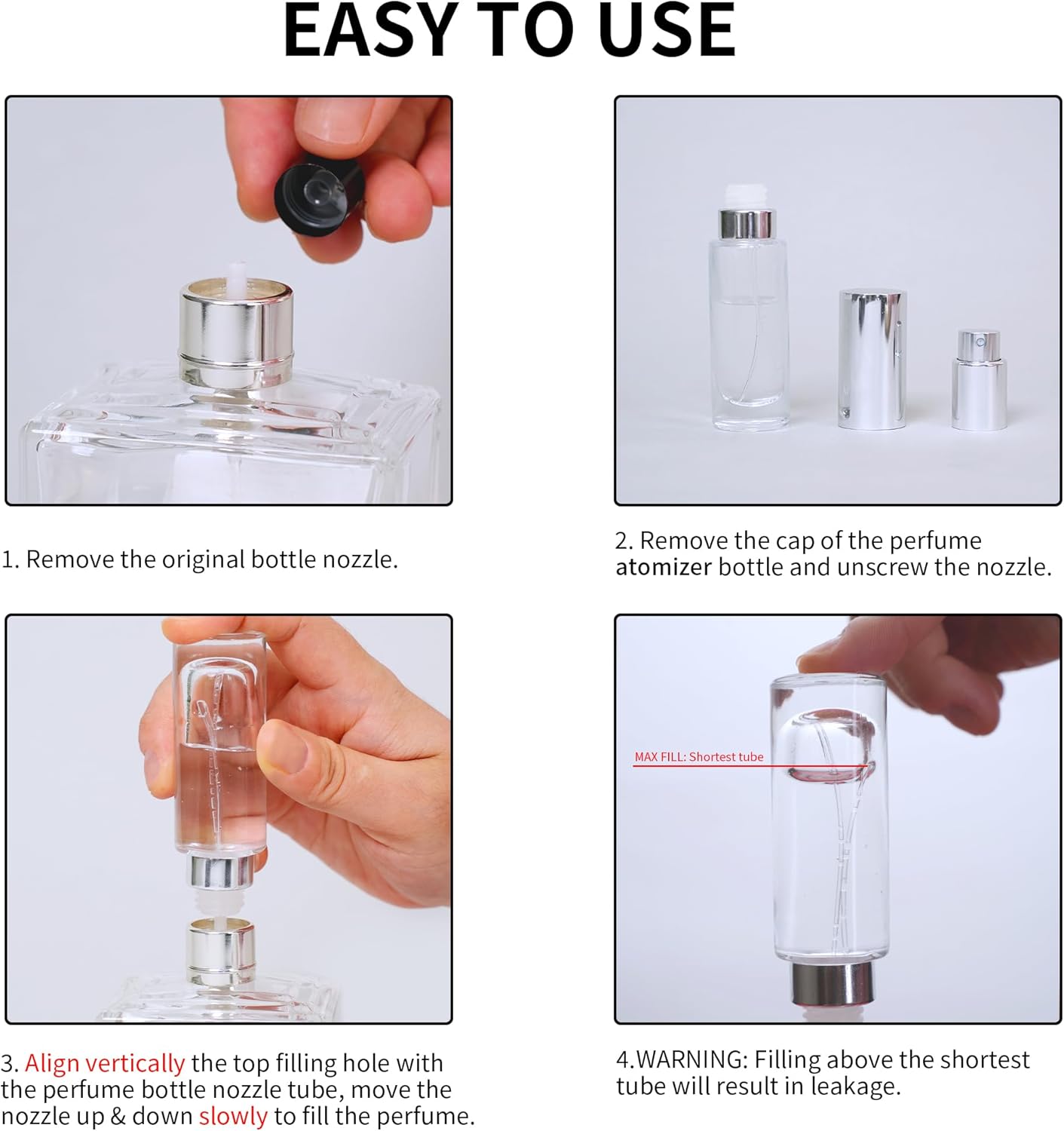 Perfume Travel Refillable Atomizer Bottle - 10ml Glass, Unique Top-Filling, Leak-Proof Design | Mini Portable Spray