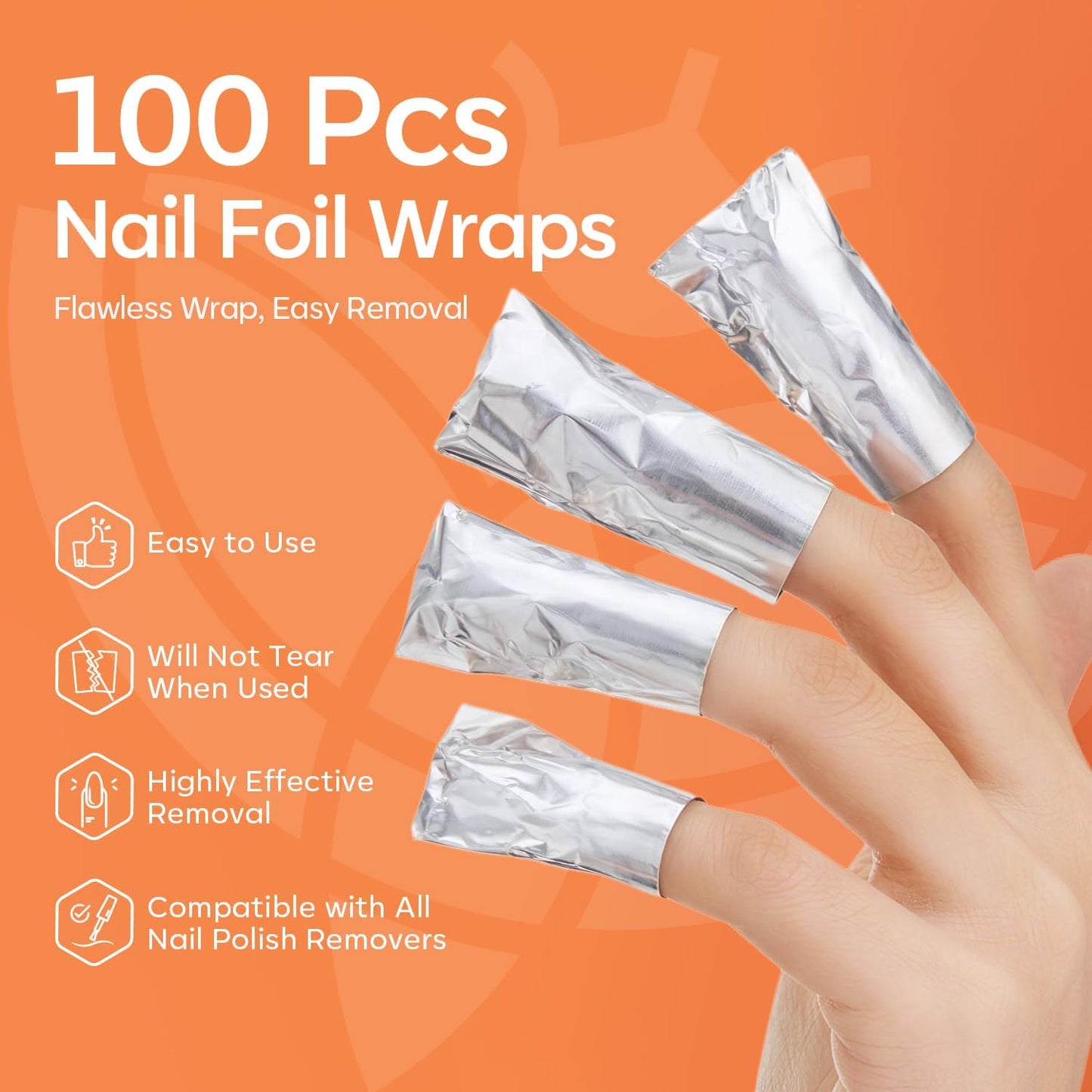 Modelones Nail Polish Remover Foil Wraps - 100 Pcs Pre-Cut Gel & Acrylic Removal Pads for Professional Nail Art | Home & Salon Use