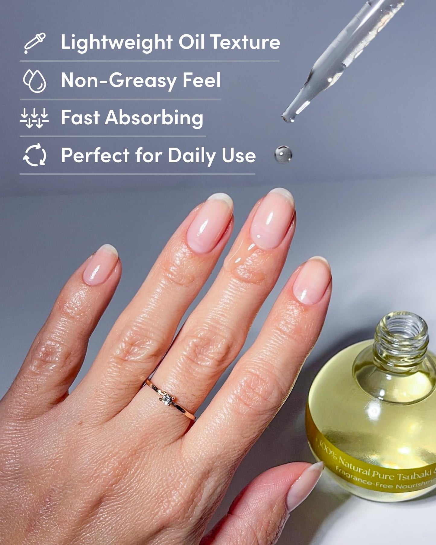 ella+mila Fragrance-Free Cuticle Oil with Pure Tsubaki & Argan - 100% Natural Nail & Cuticle Treatment - Vegan - 2.3 fl oz