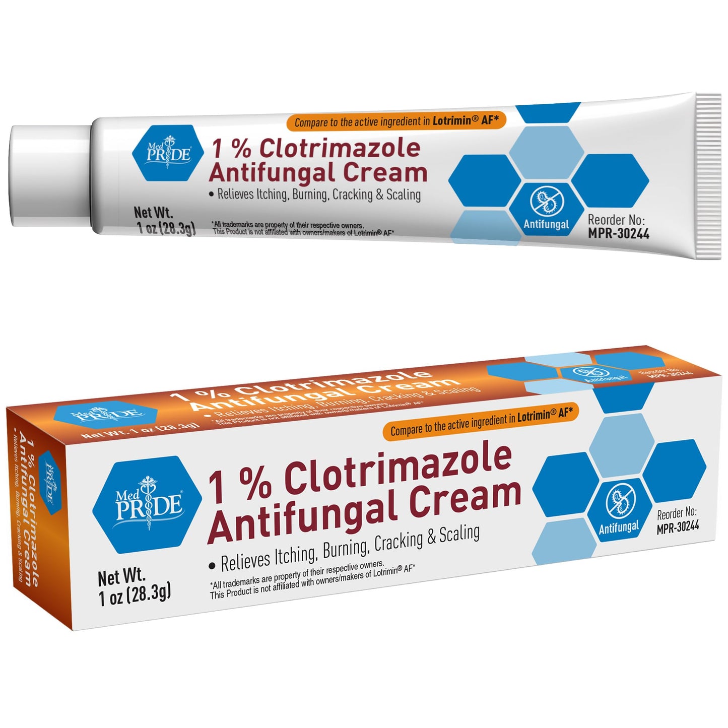 MED PRIDE Clotrimazole 1% Antifungal Cream, Itch Relief Treatment, 1 oz