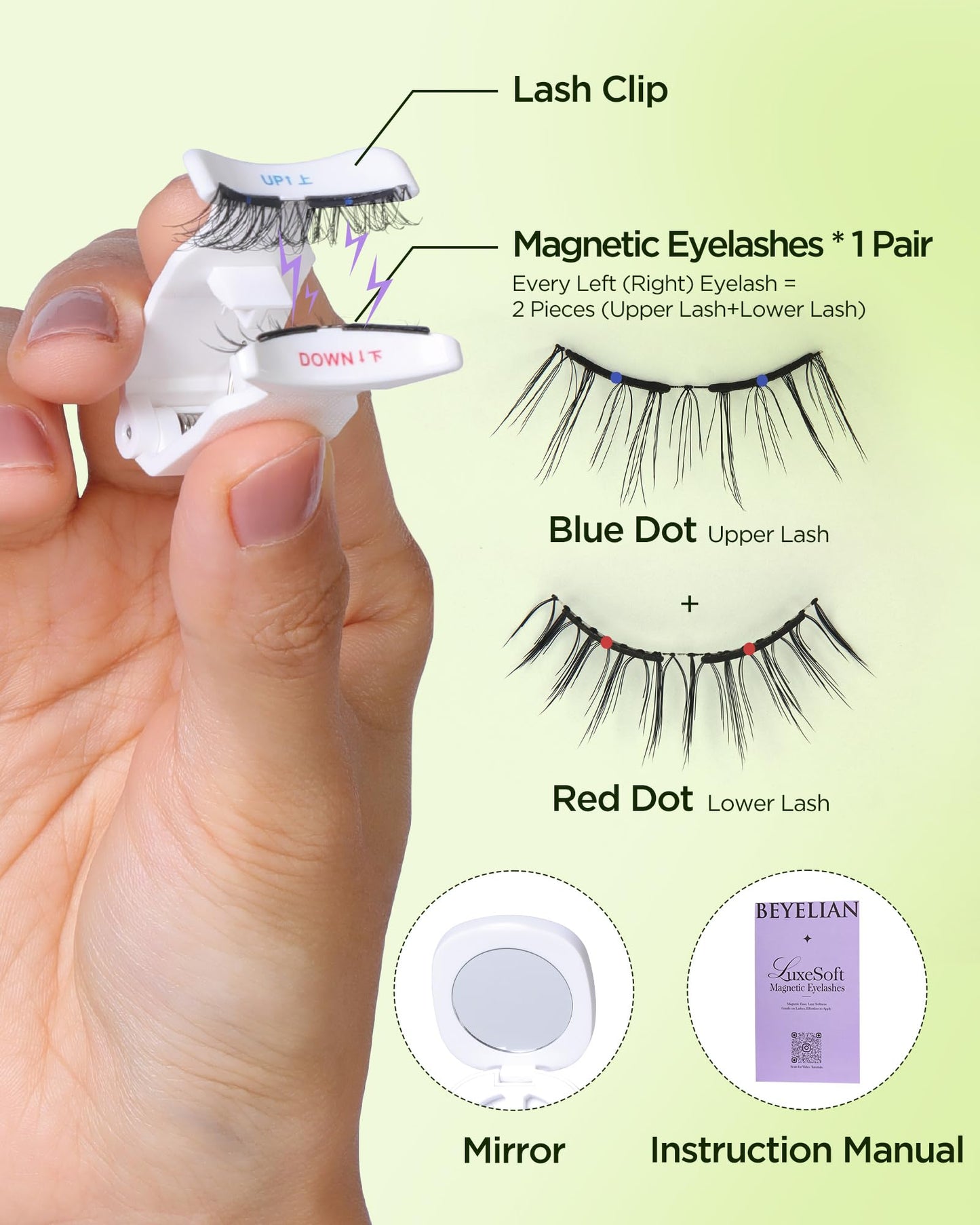 BEYELIAN Magnetic Eyelashes with Applicator Kit, Upgrade Soft Magnetic Lashes Reusable False Lashes Natural Look, No Glue Needed for Eye (Lightweight & Comfortable)